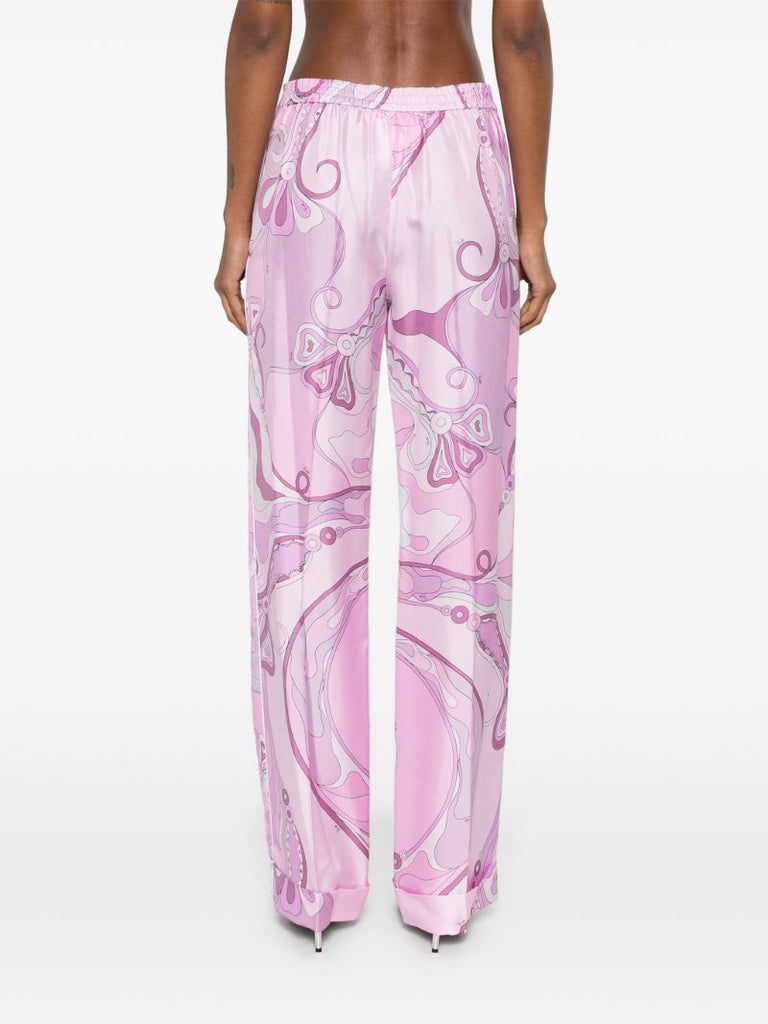 Pink Orchidee-print Trousers