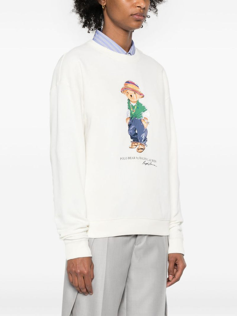 White Polo Bear-print Sweatshirt