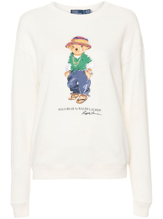 White Polo Bear-print Sweatshirt