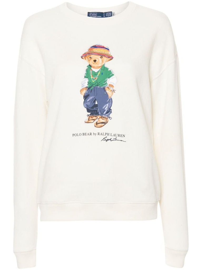 White Polo Bear-print Sweatshirt