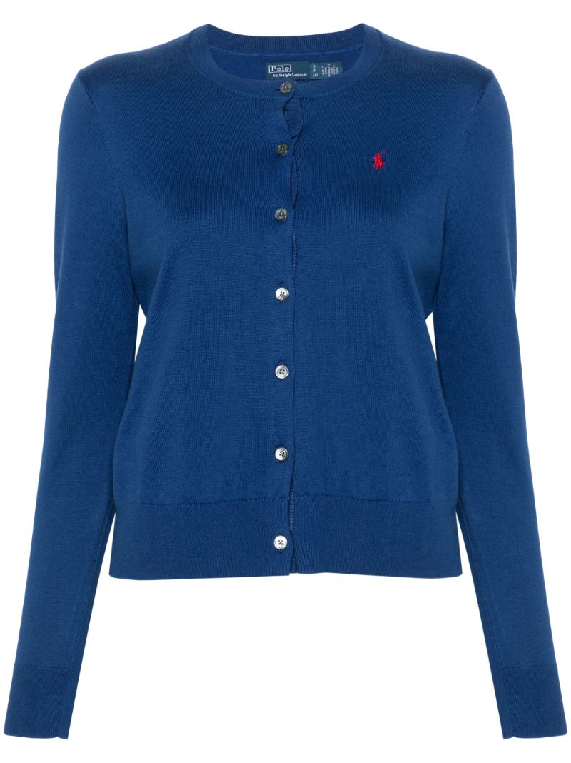 Blue Polo Pony-embroidered Cardigan