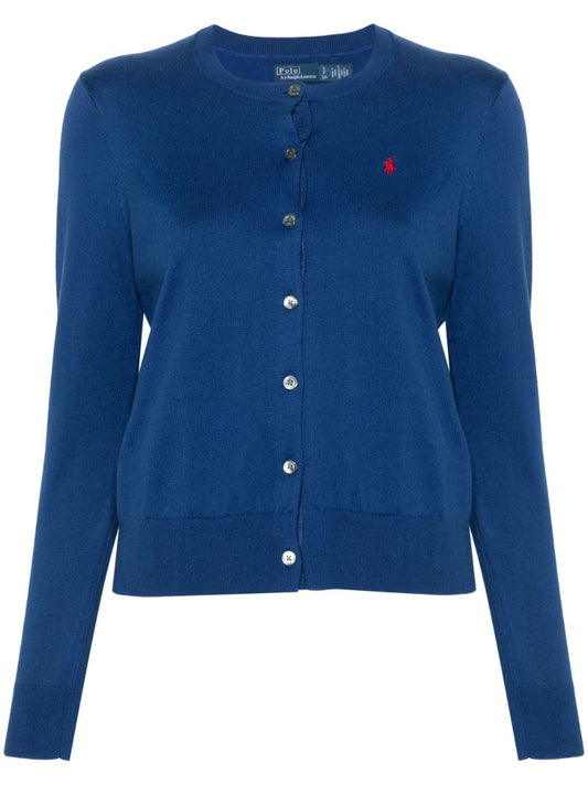 Blue Polo Pony-embroidered Cardigan