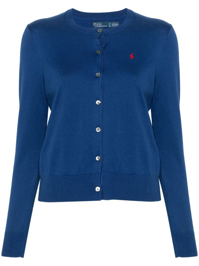 Blue Polo Pony-embroidered Cardigan