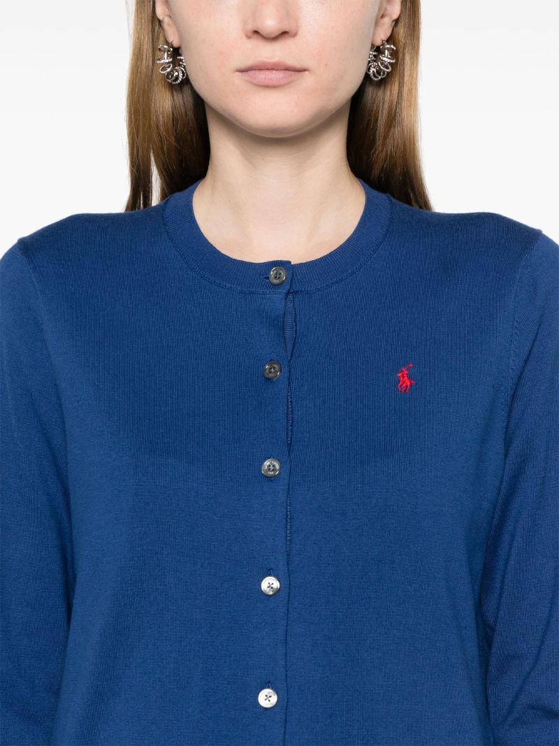 Blue Polo Pony-embroidered Cardigan