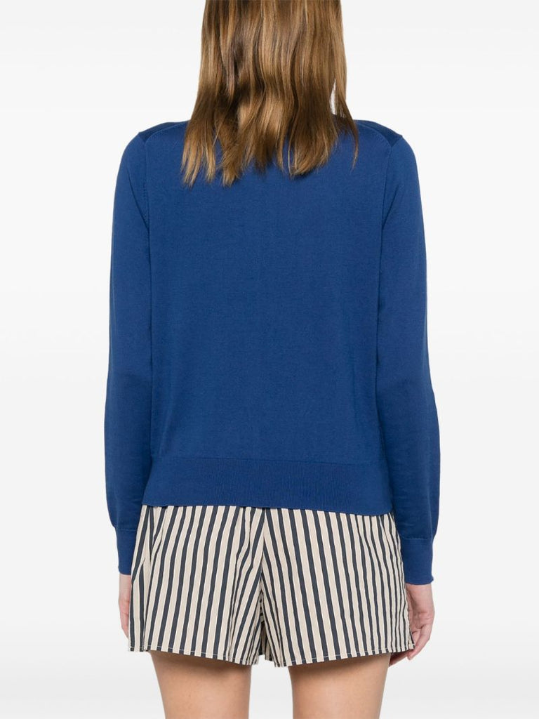 Blue Polo Pony-embroidered Cardigan