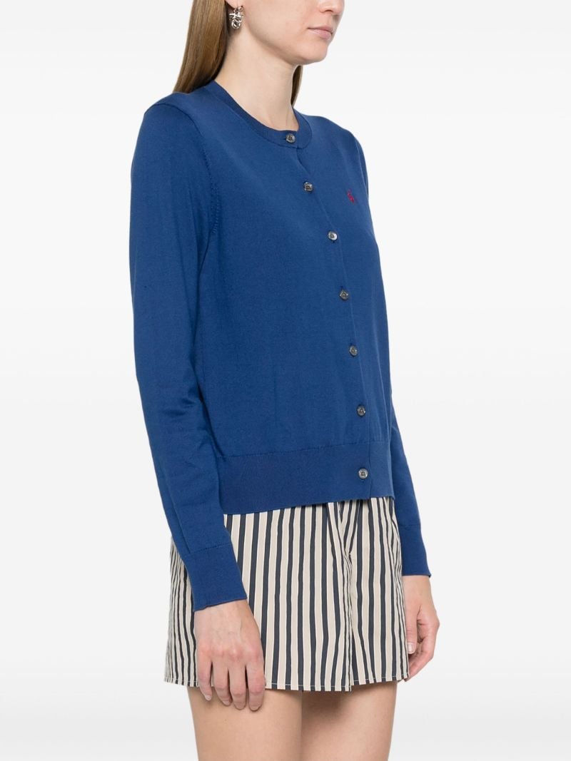 Blue Polo Pony-embroidered Cardigan