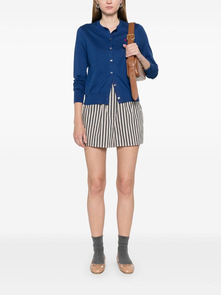 Blue Polo Pony-embroidered Cardigan