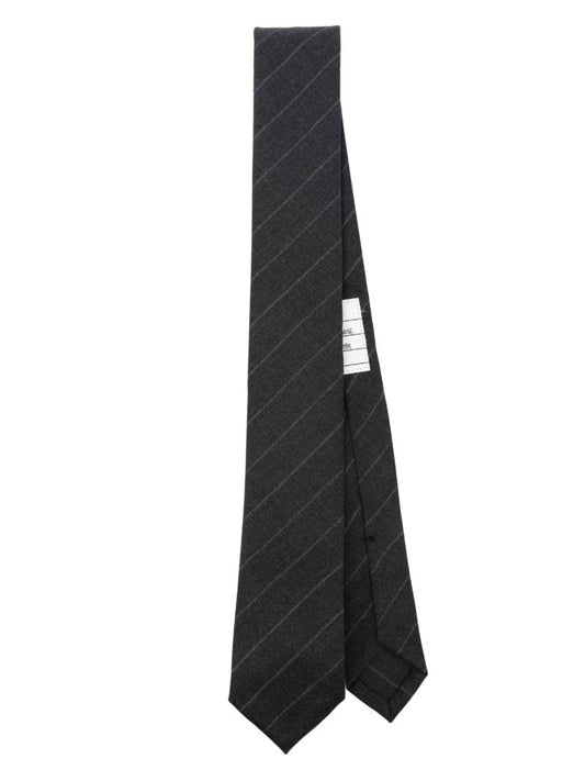 Grey Striped Wool Tie