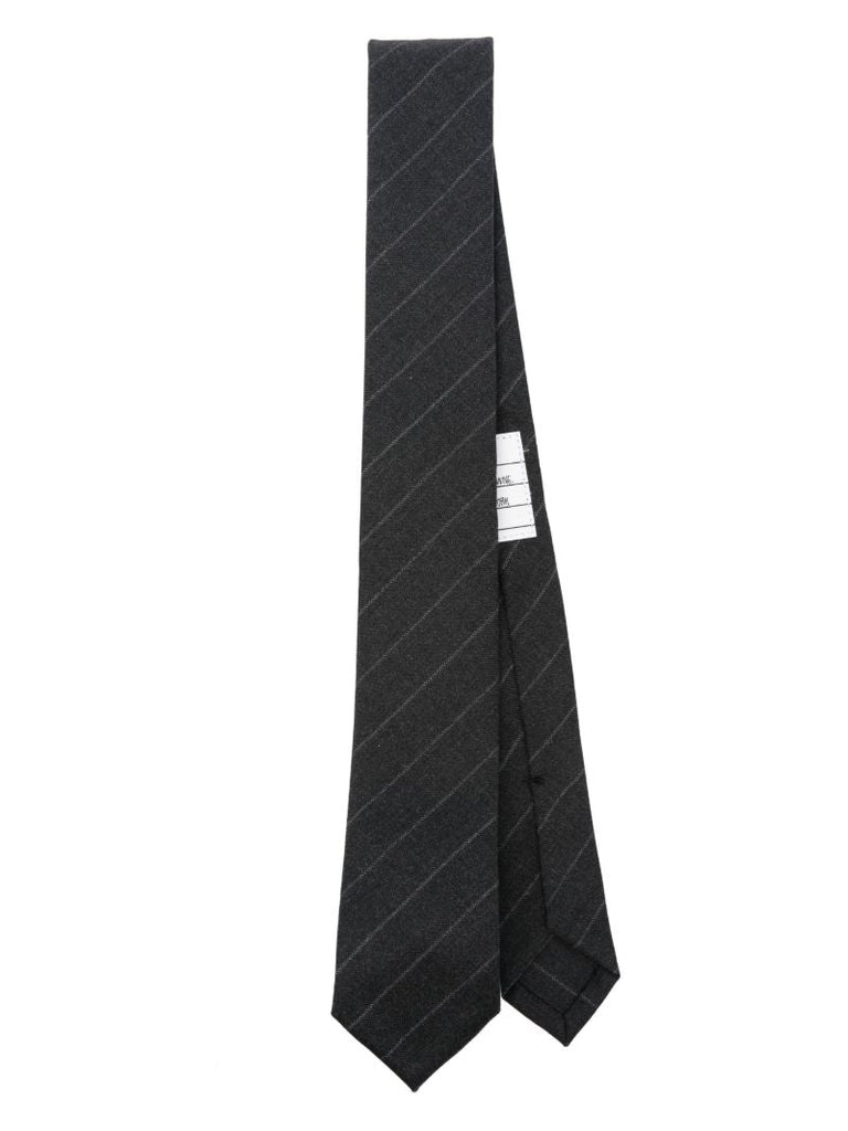 Grey Striped Wool Tie