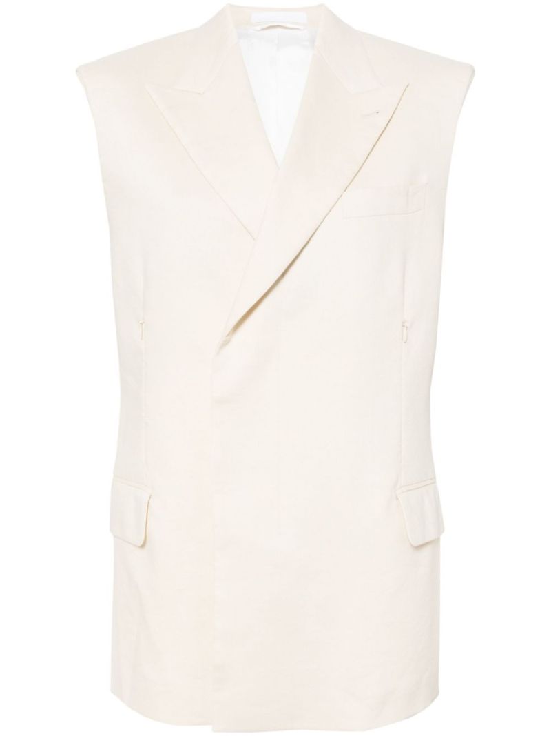 White Double Breasted Vest
