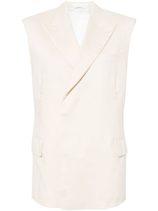 White Double Breasted Vest