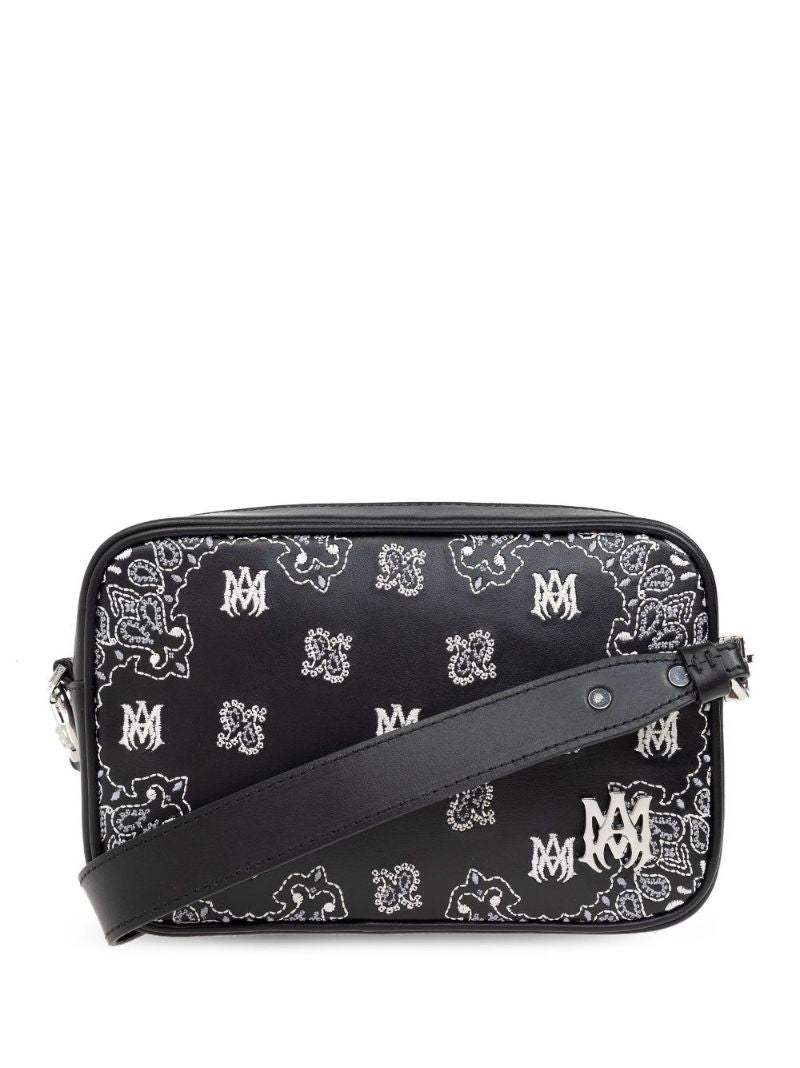 Black Bandana Ma-embroidered Leather Camera Bag