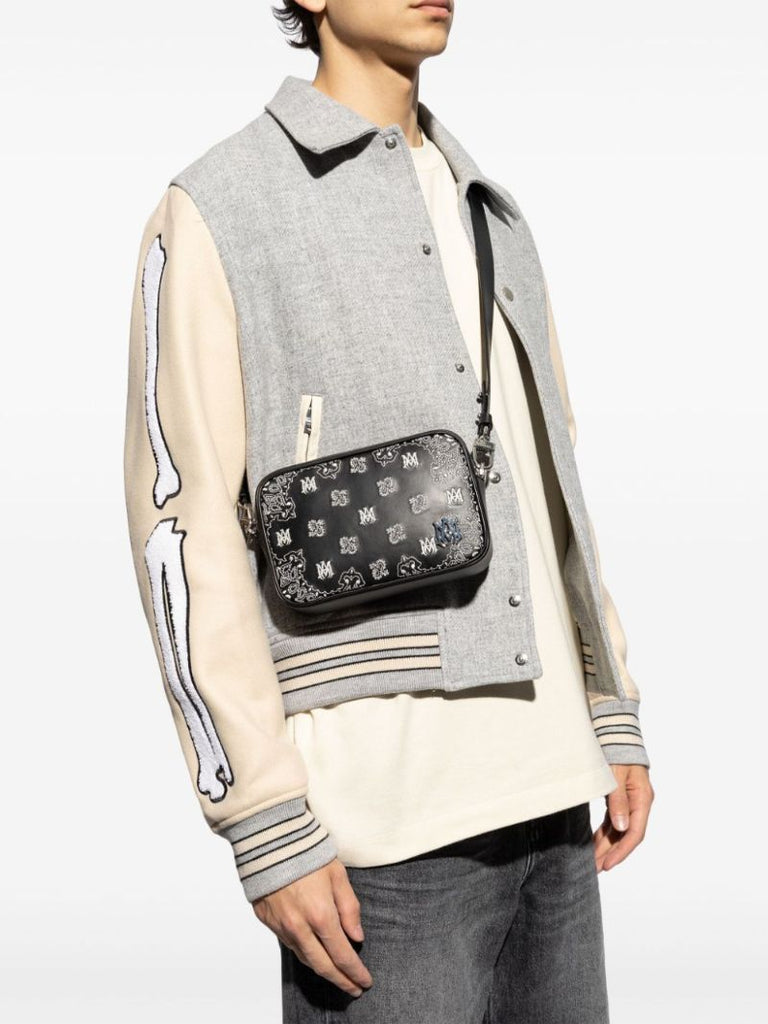 Black Bandana Ma-embroidered Leather Camera Bag