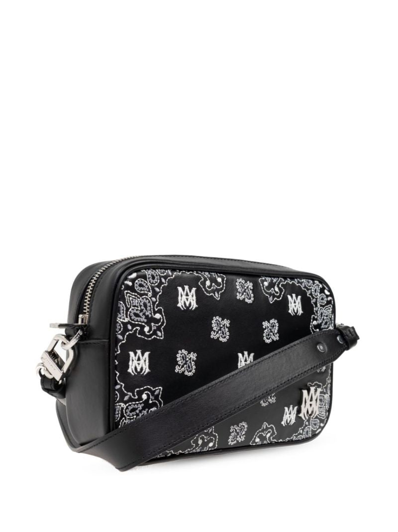 Black Bandana Ma-embroidered Leather Camera Bag