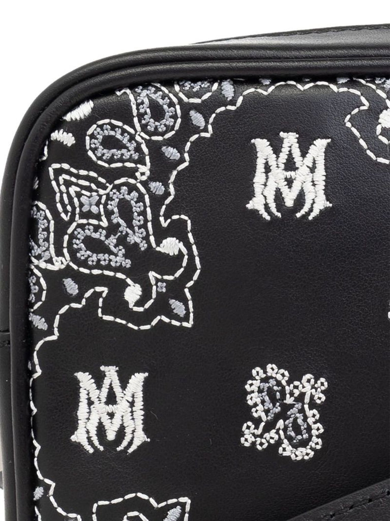 Black Bandana Ma-embroidered Leather Camera Bag