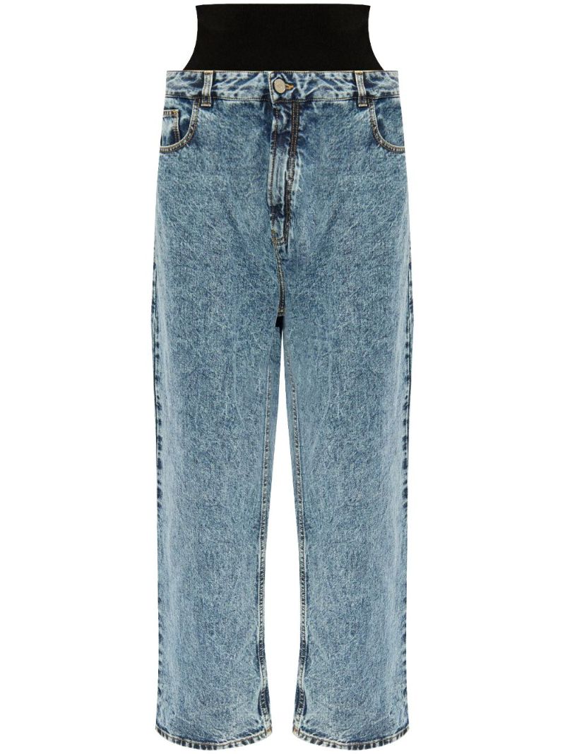 Blue Knitted Waistband Jeans