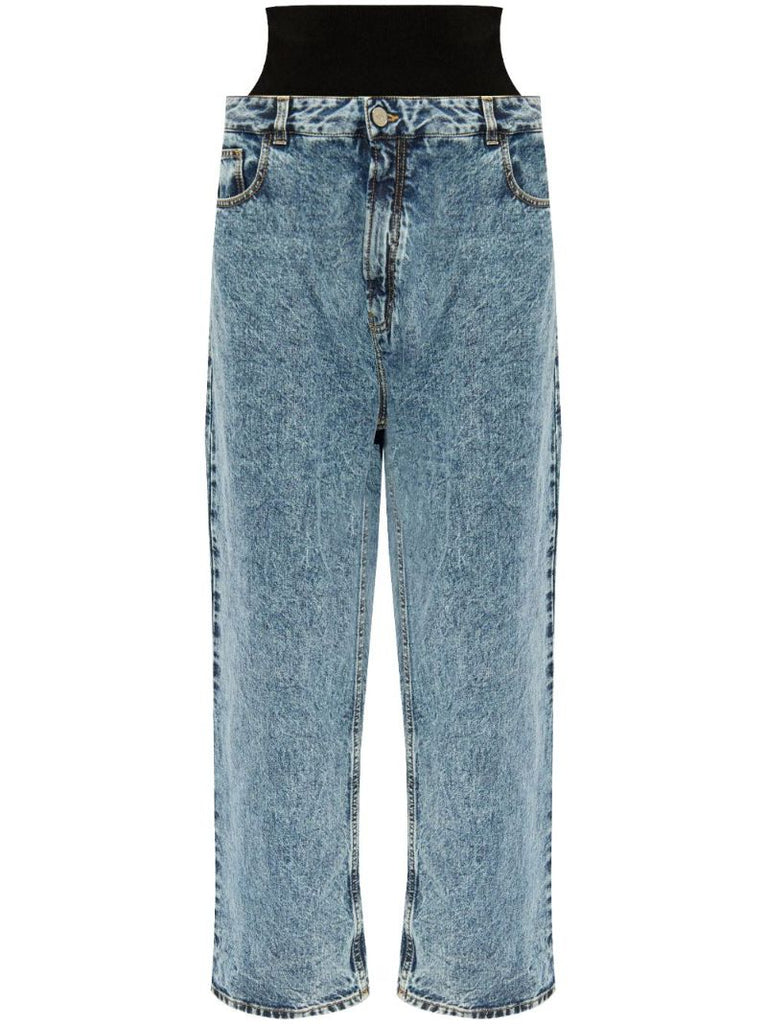 Blue Knitted Waistband Jeans