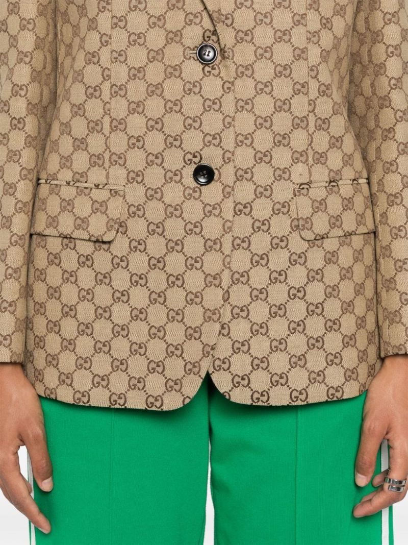 Neutral Gg Canvas Single-breasted Blazer