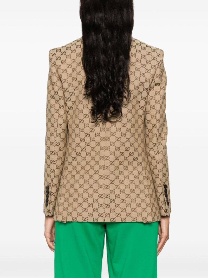 Neutral Gg Canvas Single-breasted Blazer