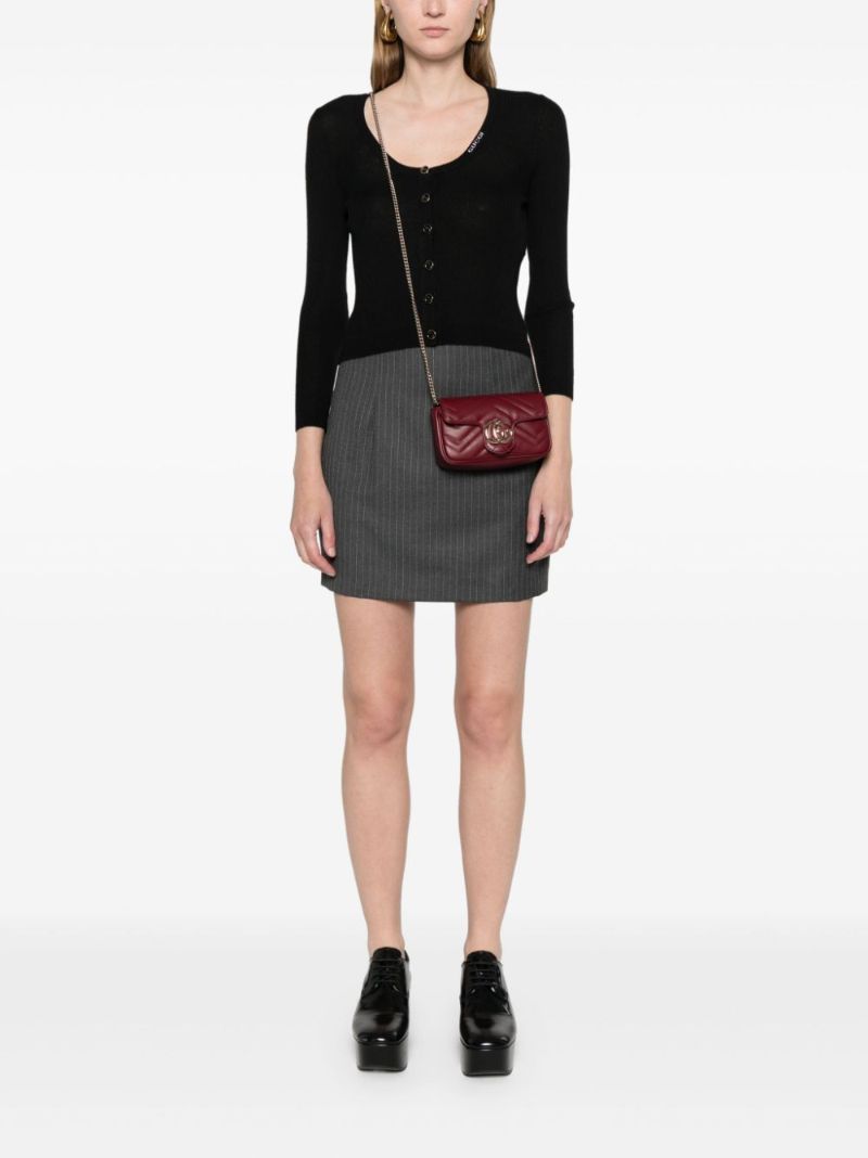 Red Gg Marmont Super Mini Leather Shoulder Bag