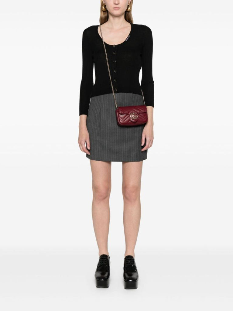 Red Gg Marmont Super Mini Leather Shoulder Bag