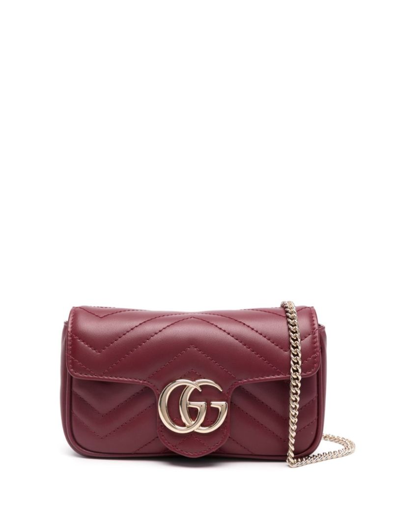 Red Gg Marmont Super Mini Leather Shoulder Bag
