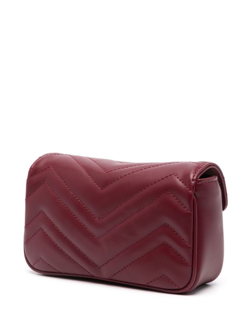 Red Gg Marmont Super Mini Leather Shoulder Bag