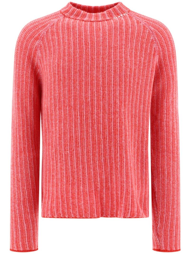 Red Logo-embroidered Ribbed-knit Sweater