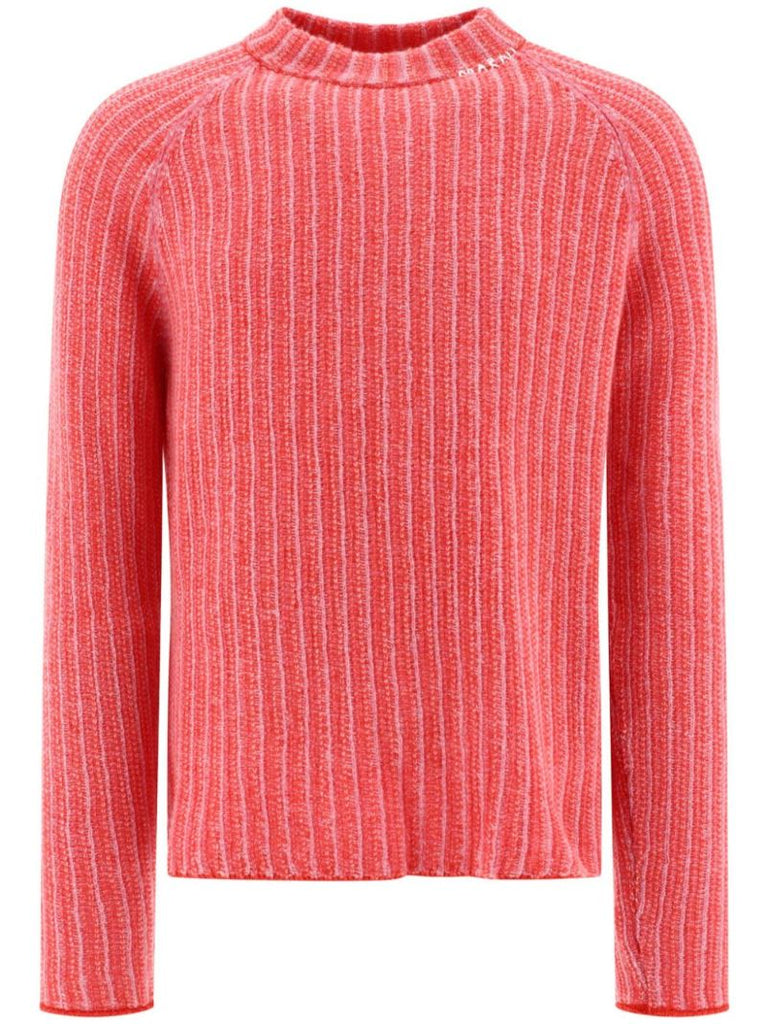 Red Logo-embroidered Ribbed-knit Sweater