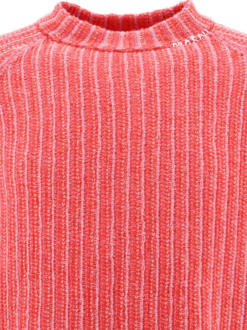 Red Logo-embroidered Ribbed-knit Sweater