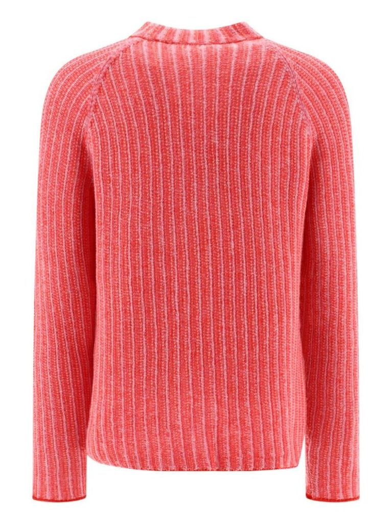 Red Logo-embroidered Ribbed-knit Sweater