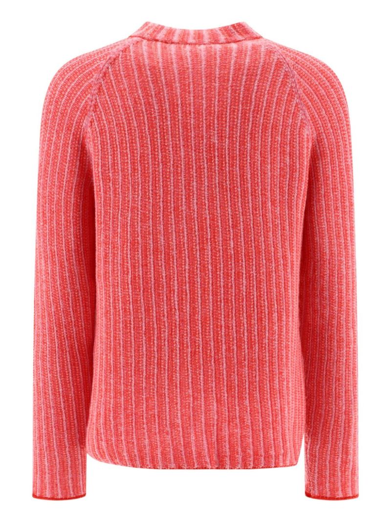 Red Logo-embroidered Ribbed-knit Sweater