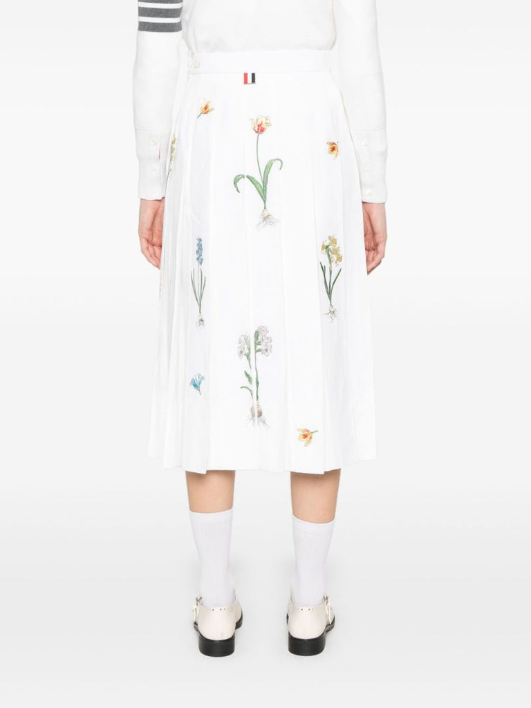 Floral-embroidery Midi Skirt