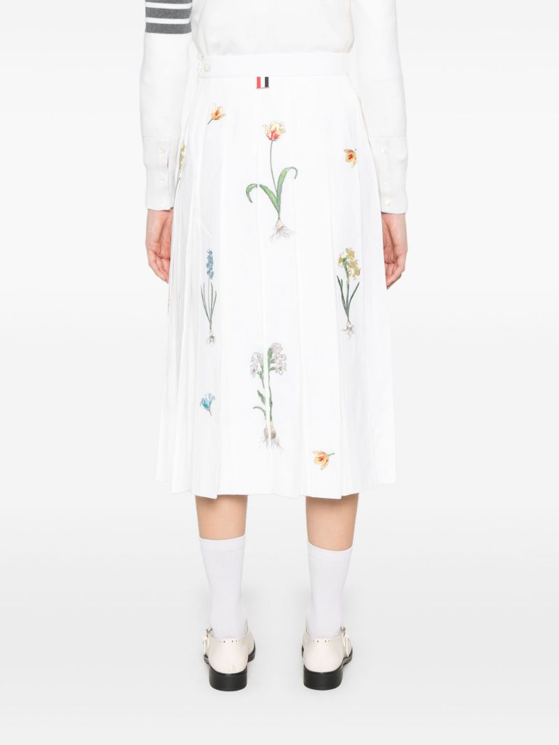 Floral-embroidery Midi Skirt