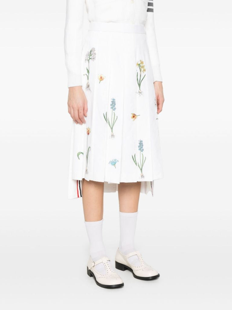 Floral-embroidery Midi Skirt