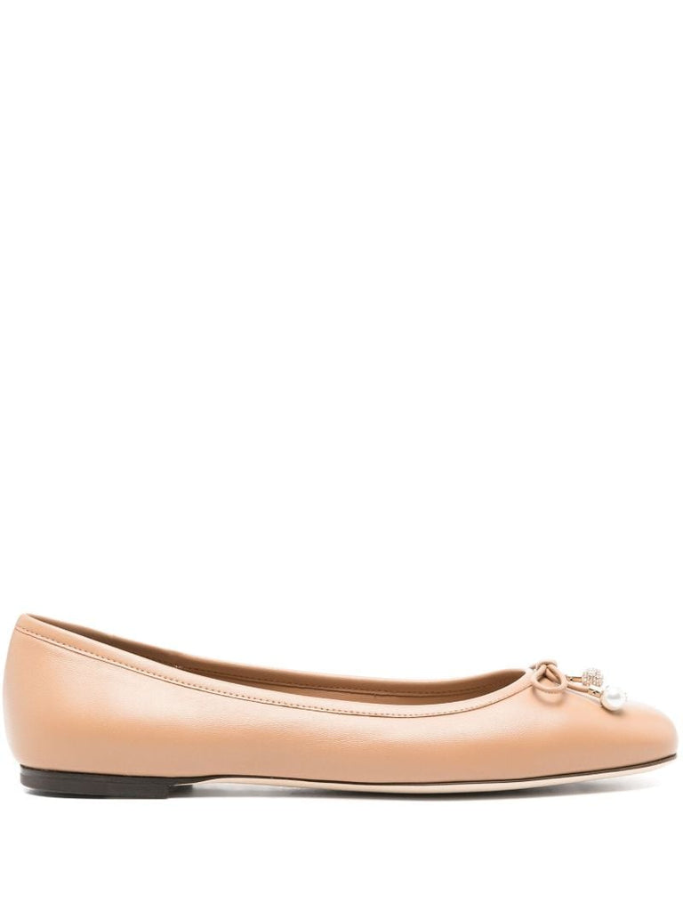 Neutral Elme Leather Ballet Pumps
