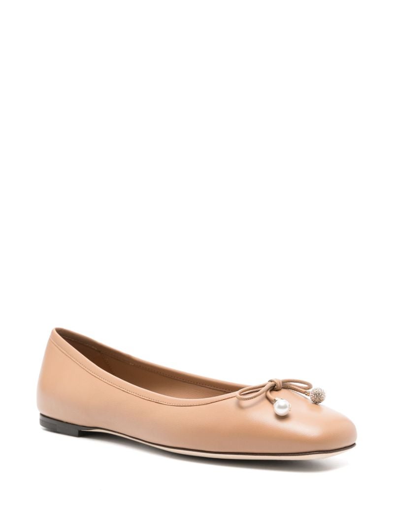 Neutral Elme Leather Ballet Pumps