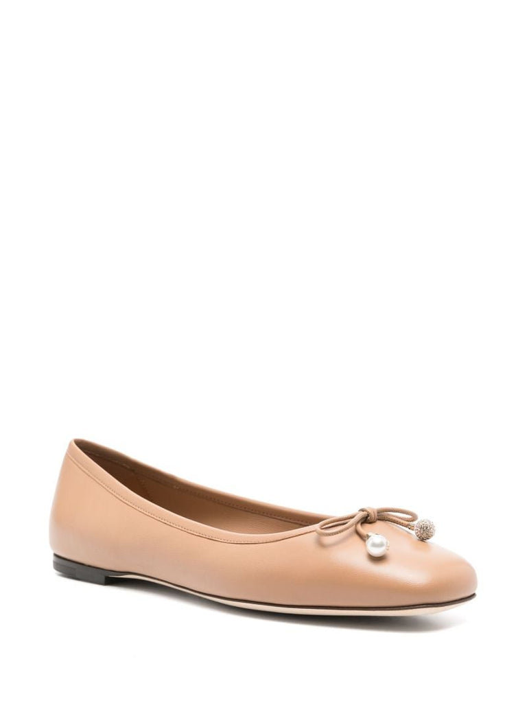 Neutral Elme Leather Ballet Pumps