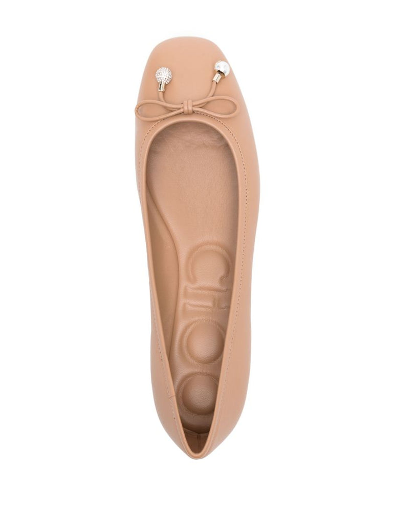 Neutral Elme Leather Ballet Pumps