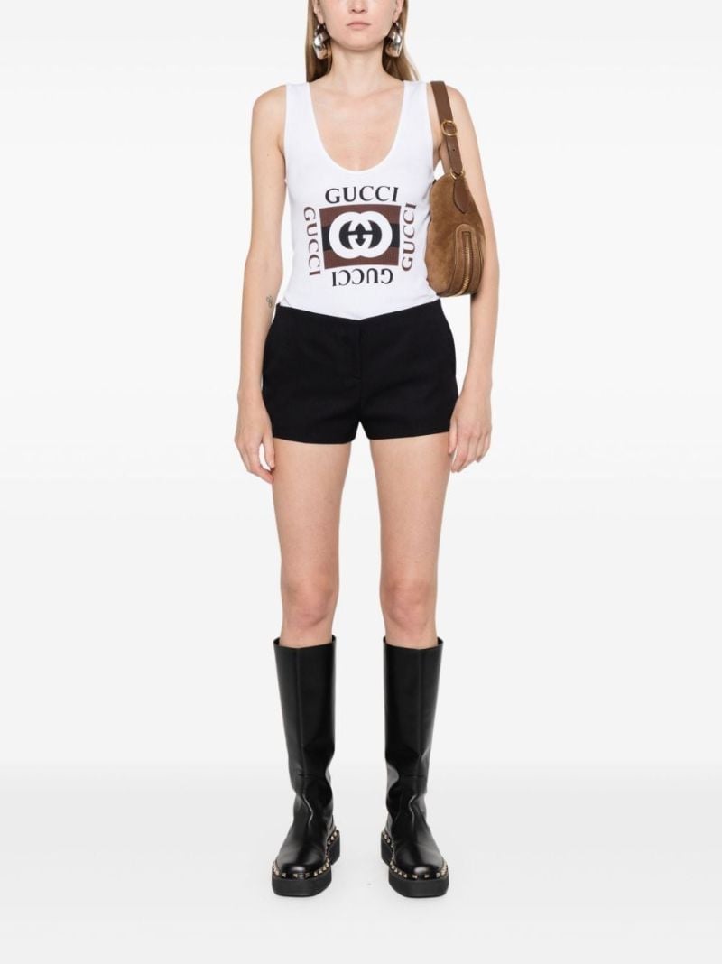 White Log-print Cotton Tank Top