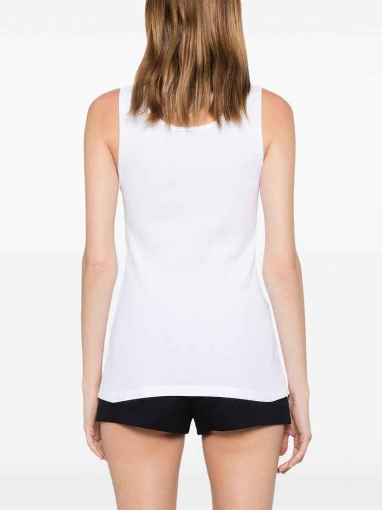 White Log-print Cotton Tank Top