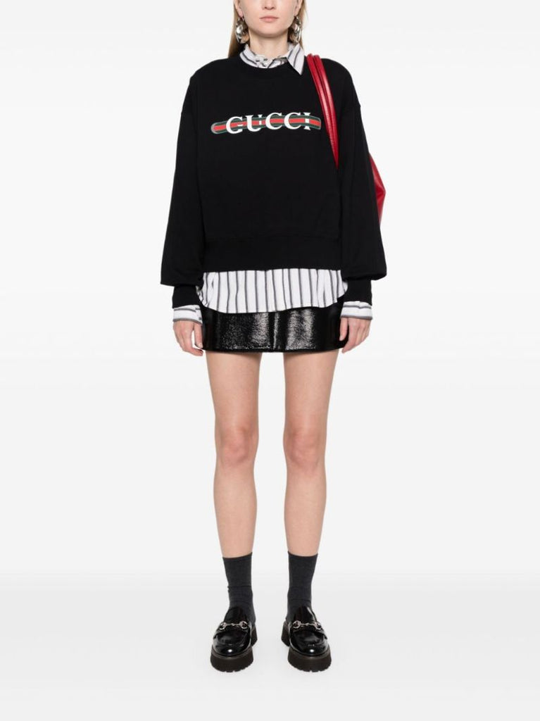 Black Logo-pritn Cotton Sweatshirt
