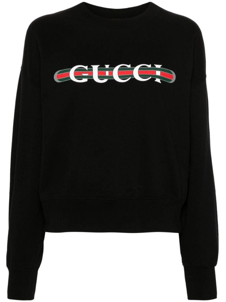 Black Logo-pritn Cotton Sweatshirt