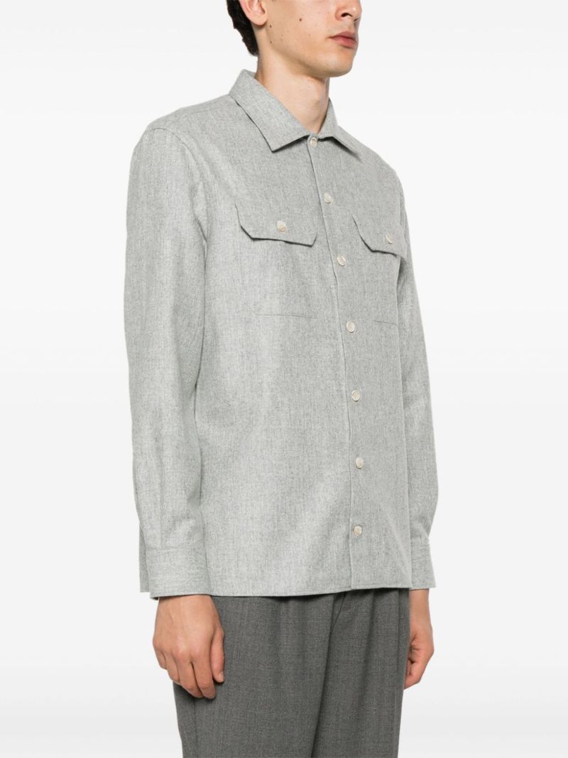 Grey Virgin-wool Flannel Overshirt