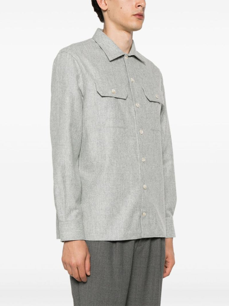 Grey Virgin-wool Flannel Overshirt
