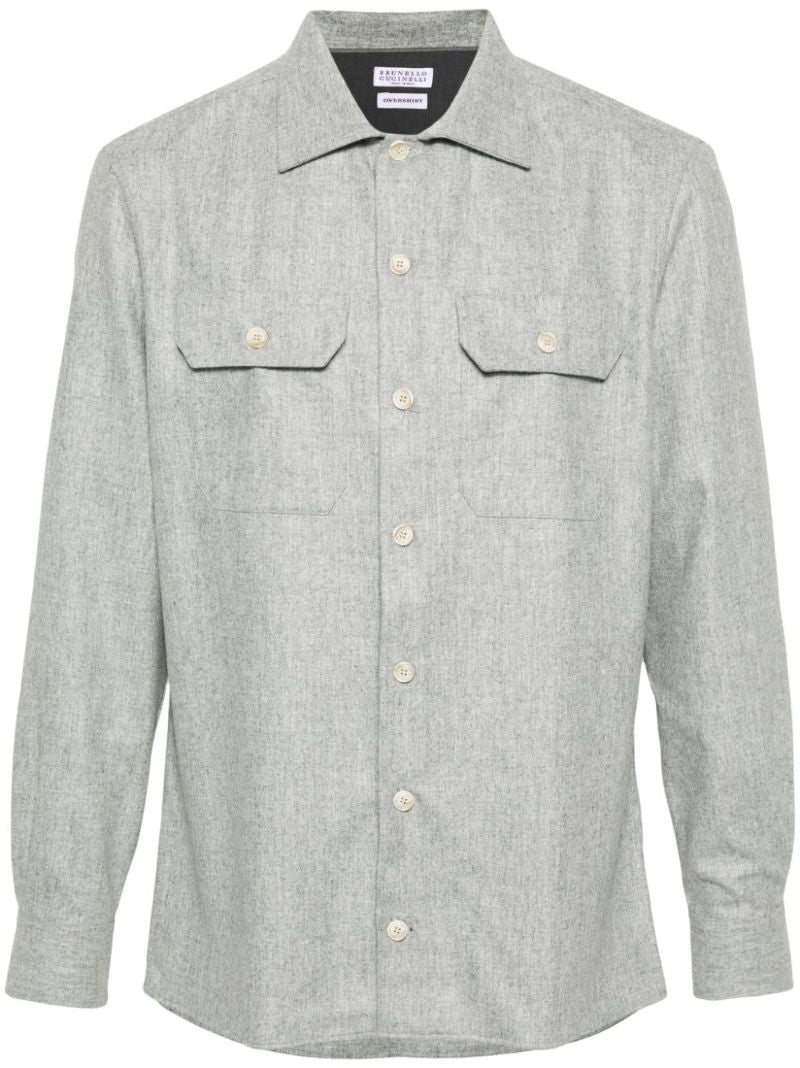 Grey Virgin-wool Flannel Overshirt