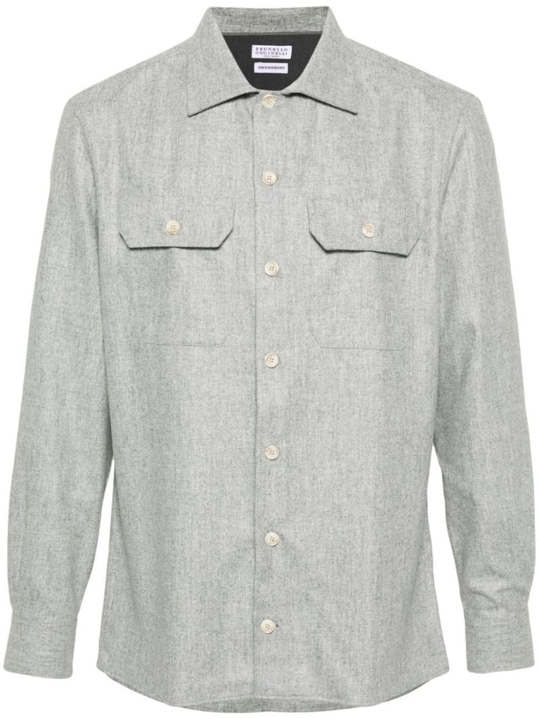 Grey Virgin-wool Flannel Overshirt