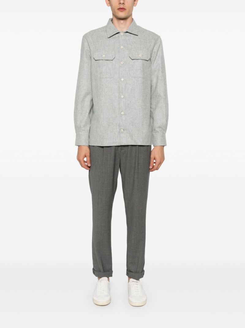 Grey Virgin-wool Flannel Overshirt