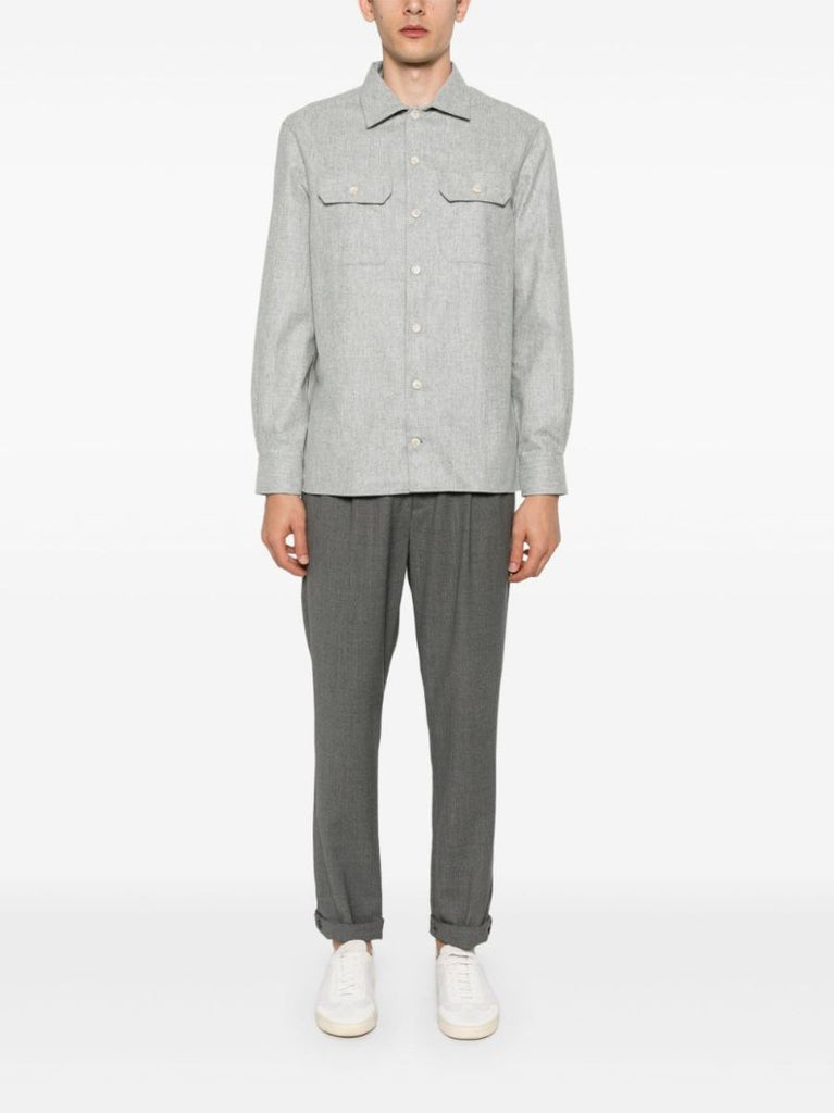 Grey Virgin-wool Flannel Overshirt
