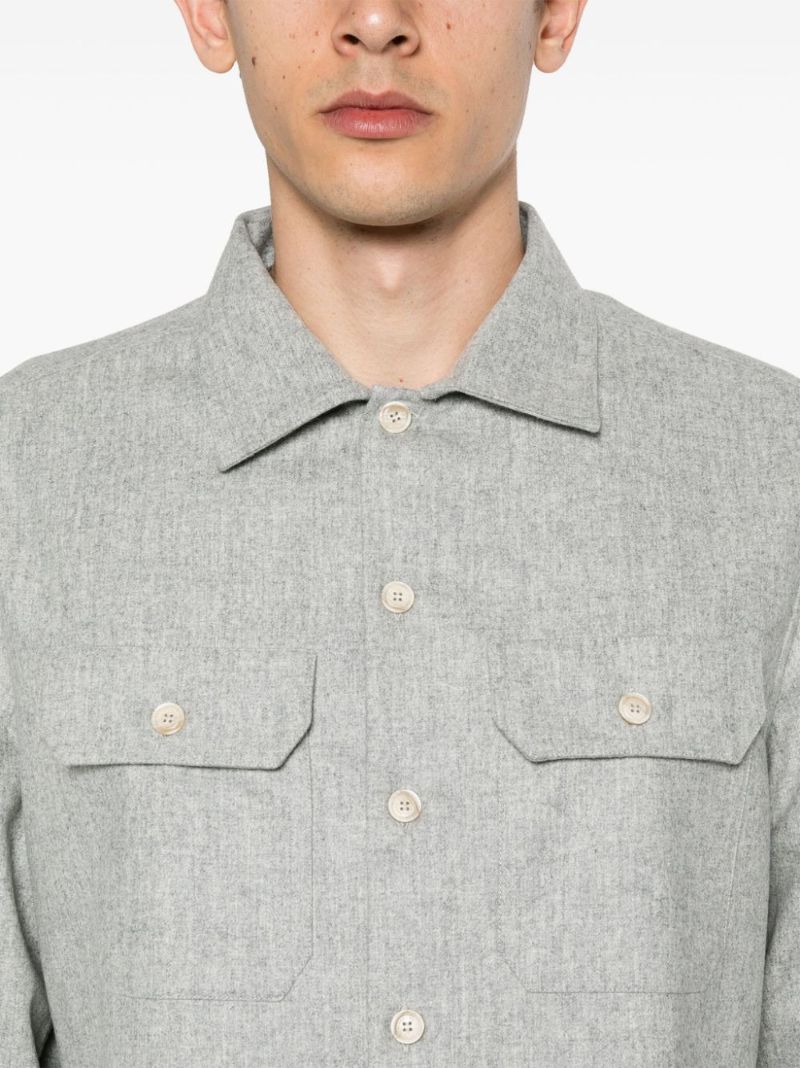 Grey Virgin-wool Flannel Overshirt